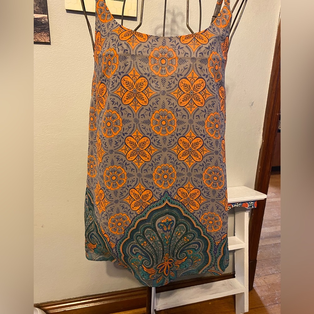Orange and Teal Patterned top